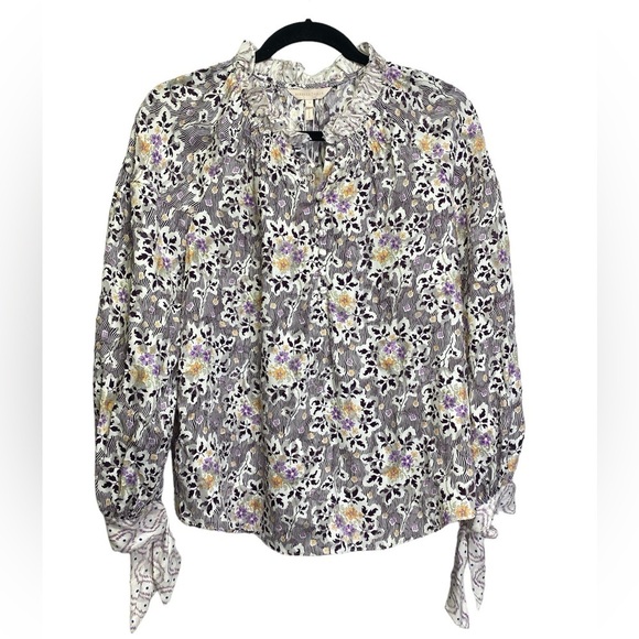 Rebecca Taylor Belle Bouquet Silk Blend Top in Snow Combo NWT $375 Retail - Picture 2 of 9